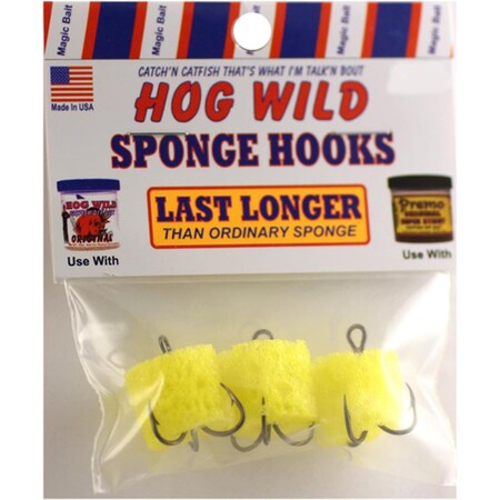 Omnisports Treble Hog Wild Sponge Hooks - Size 4, 3PK OM3506870
